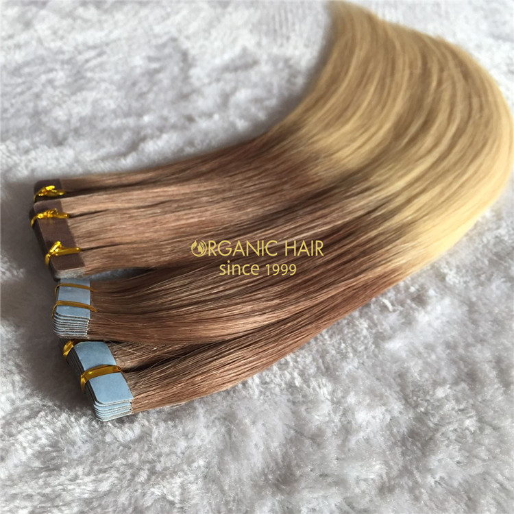 Tape in human hair extensions ombre color X148 